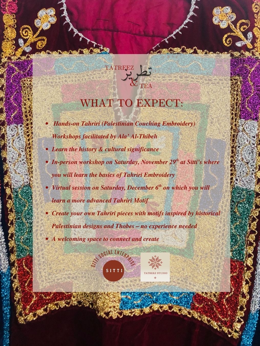 Introduction to Tahriri Workshop Series - Saturday, November 29th from 2:30 PM - 5:00 PM (In-person) & Saturday December 6th from 11:00 AM - 1:30 PM (Virtual)